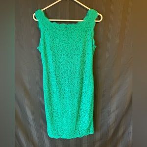 Adrianna Papell Green Lace Sheath Dress